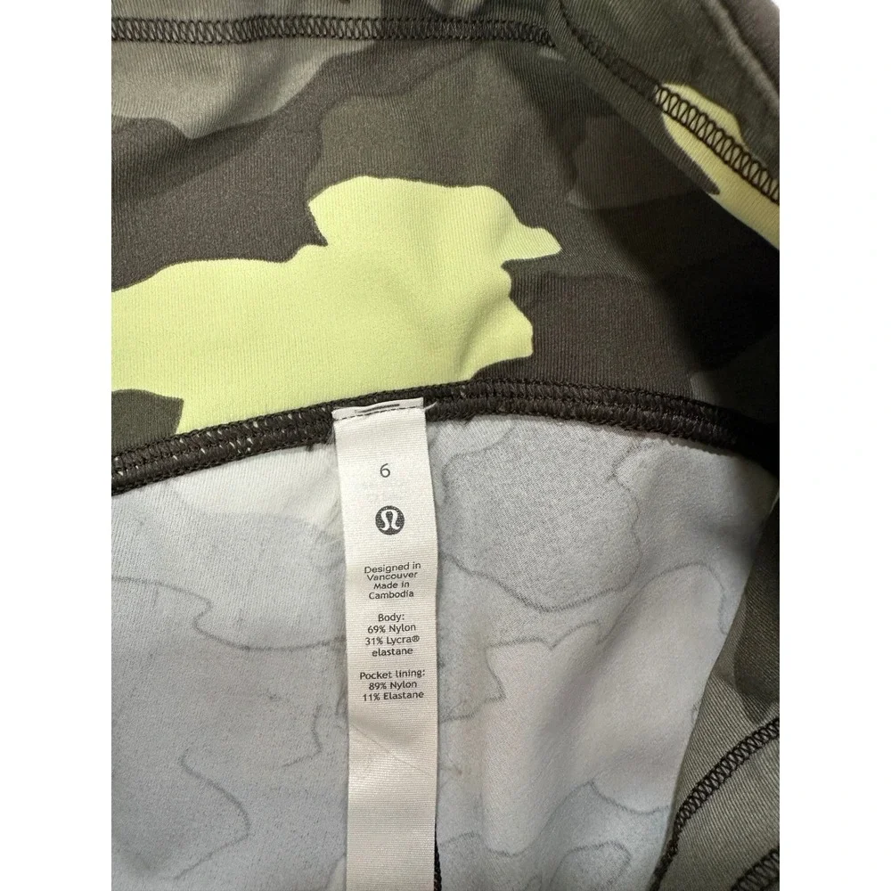 Lululemon Camo Crop Leggings Olive Green Yellow Athletic Yoga Pants SIZE 6 23" - Picture 5 of 5
